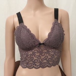 Free Press Gray Lace Bralette Small Removable Pads